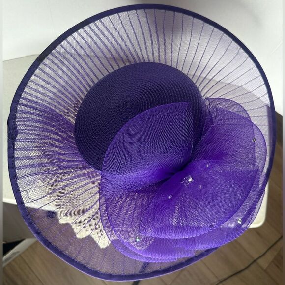 Vintage Sylvia New York St. Louis Purple Teardrop Flower Fascinator Hat main image 7